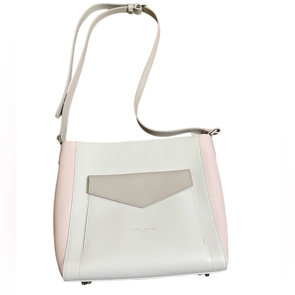 NWOT LANCASTER PARIS WHITE/GREY/PINK LEATHER TOTE